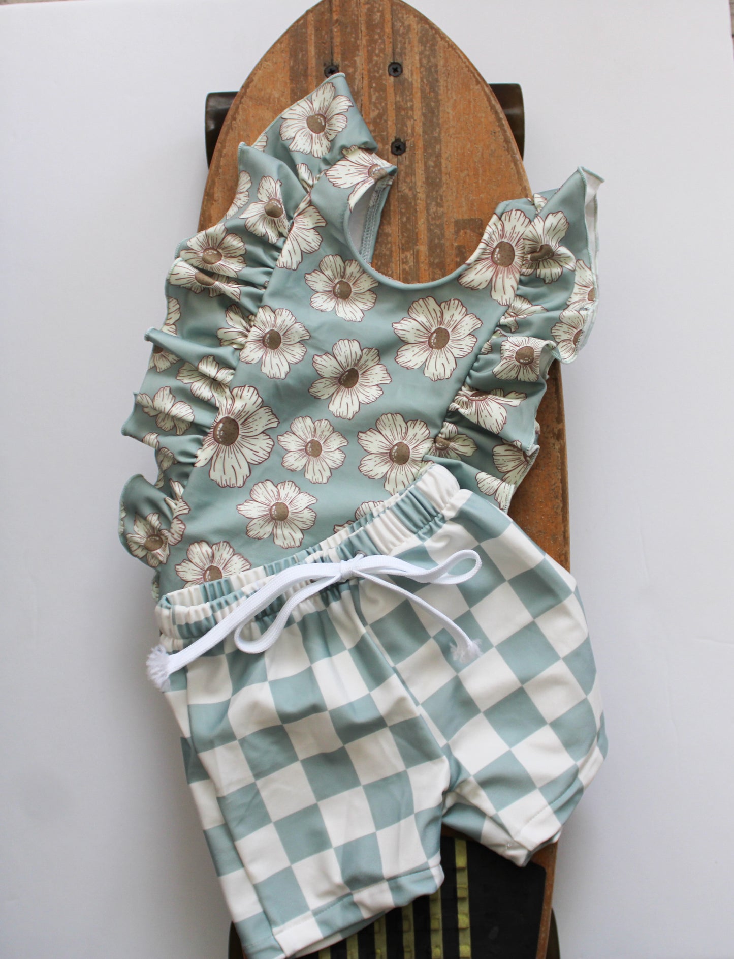 Swim Trunks- Sage Check