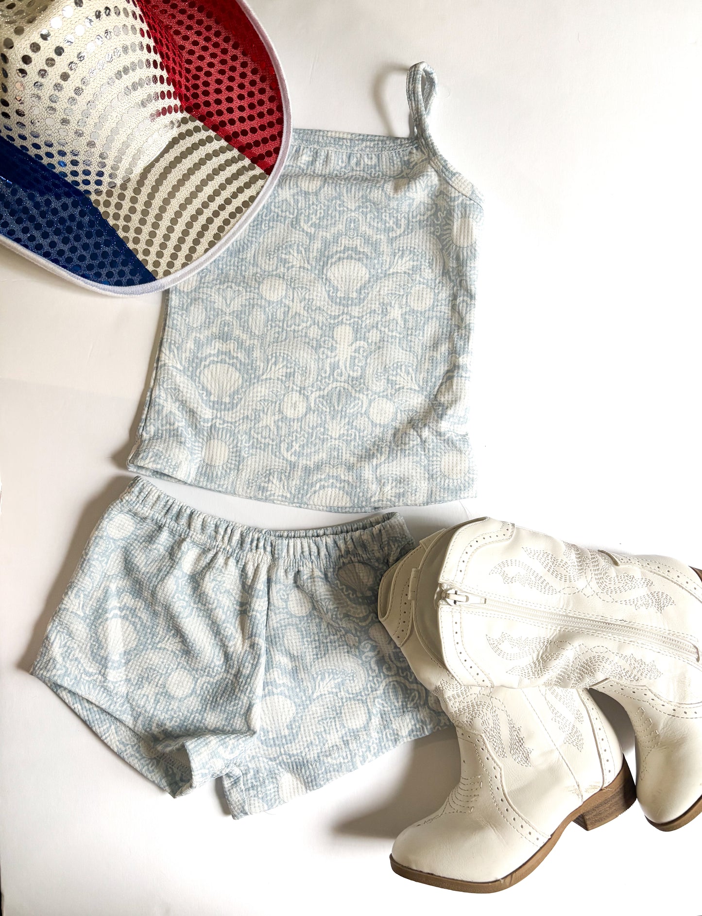 Waffle Knit Two Piece Set- Coastal Dream