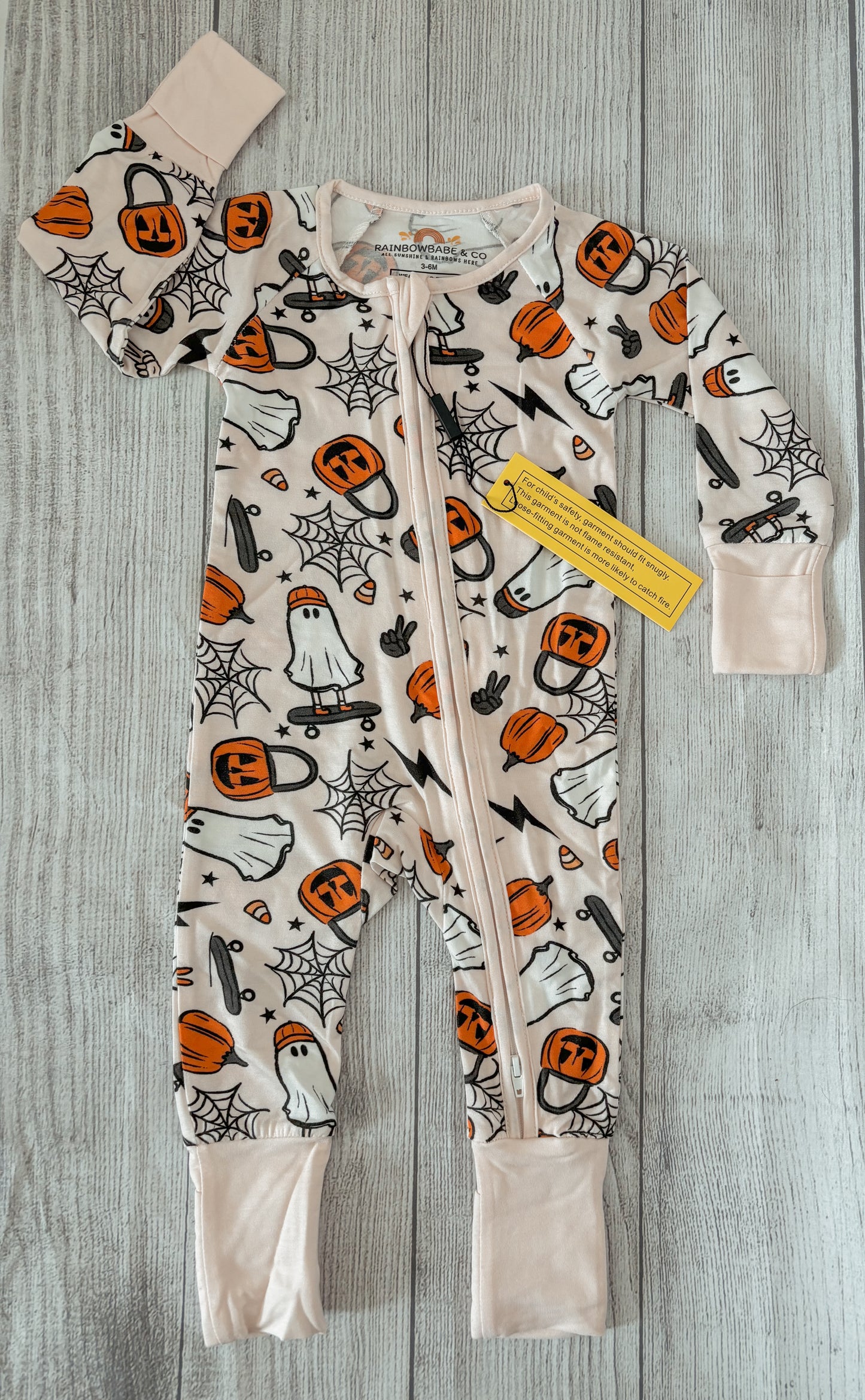 Rad Pumpkin Bamboo Zip Romper- Ready to ship