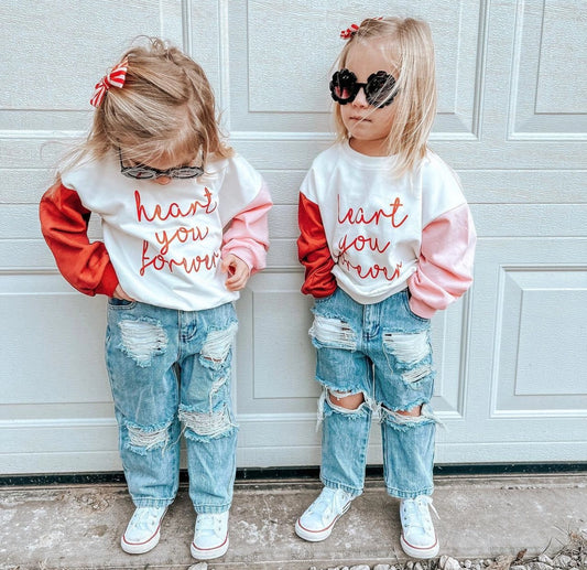 Heart You Toddler Colorblock Crewneck