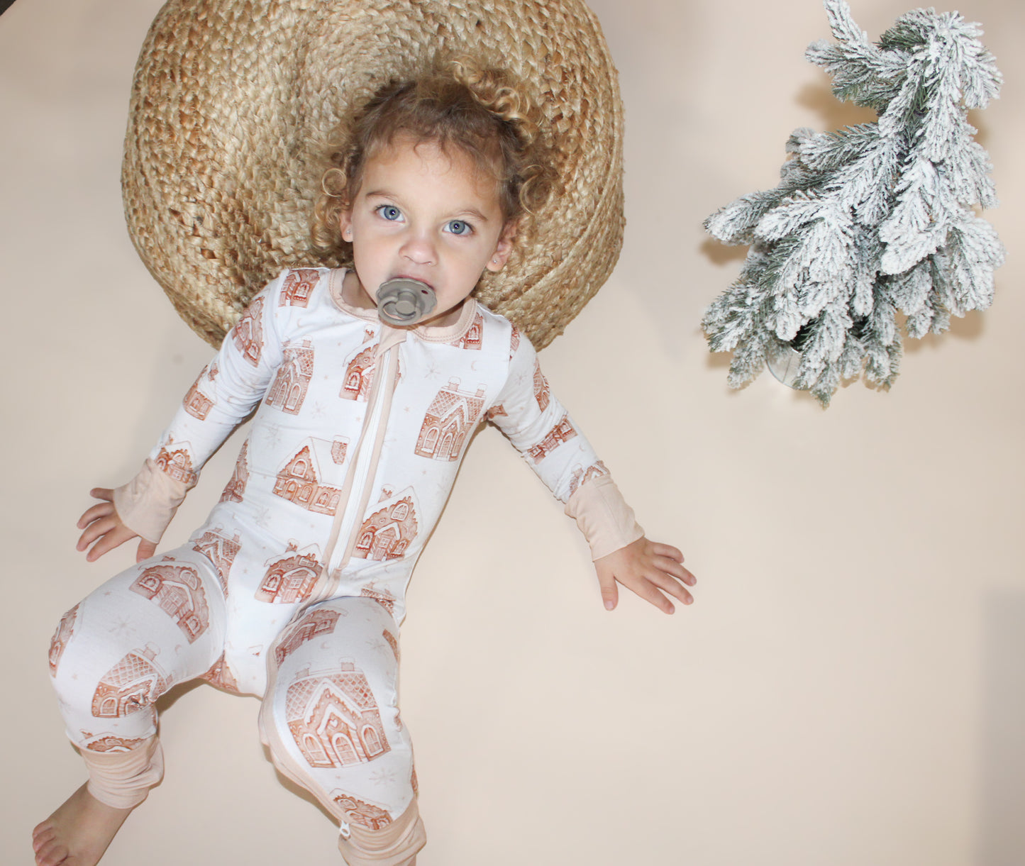 Bamboo zip romper- Gingerbread (BOGO 40% OFF)