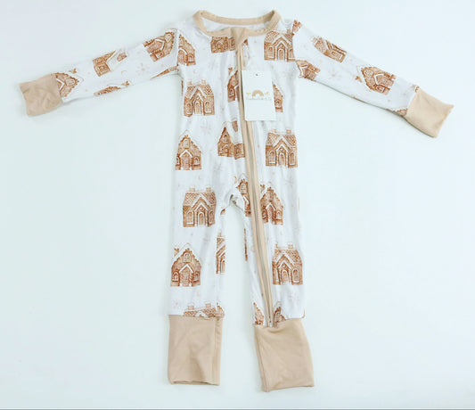 Bamboo zip romper- Gingerbread PRE SALE (BOGO 40% OFF)