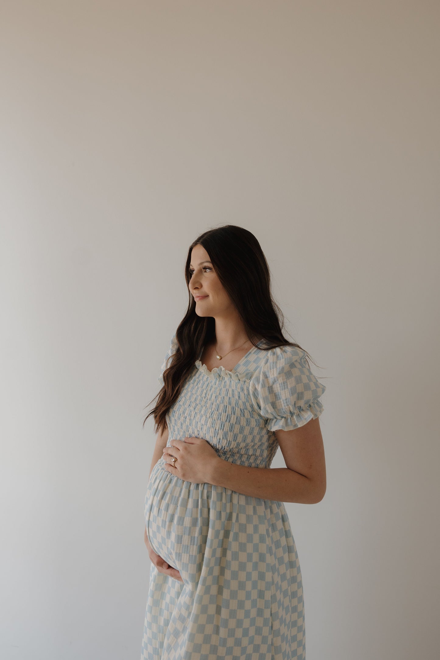 Women's Short Sleeve Muslin Dress | Morning Check