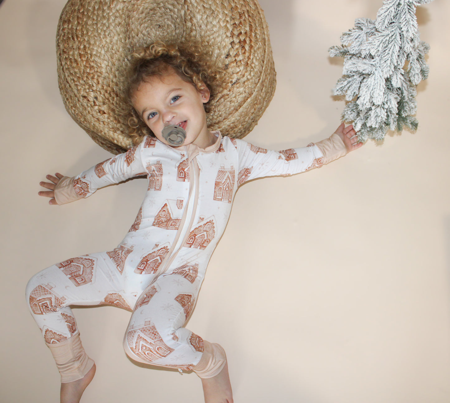 Bamboo zip romper- Gingerbread (BOGO 40% OFF)