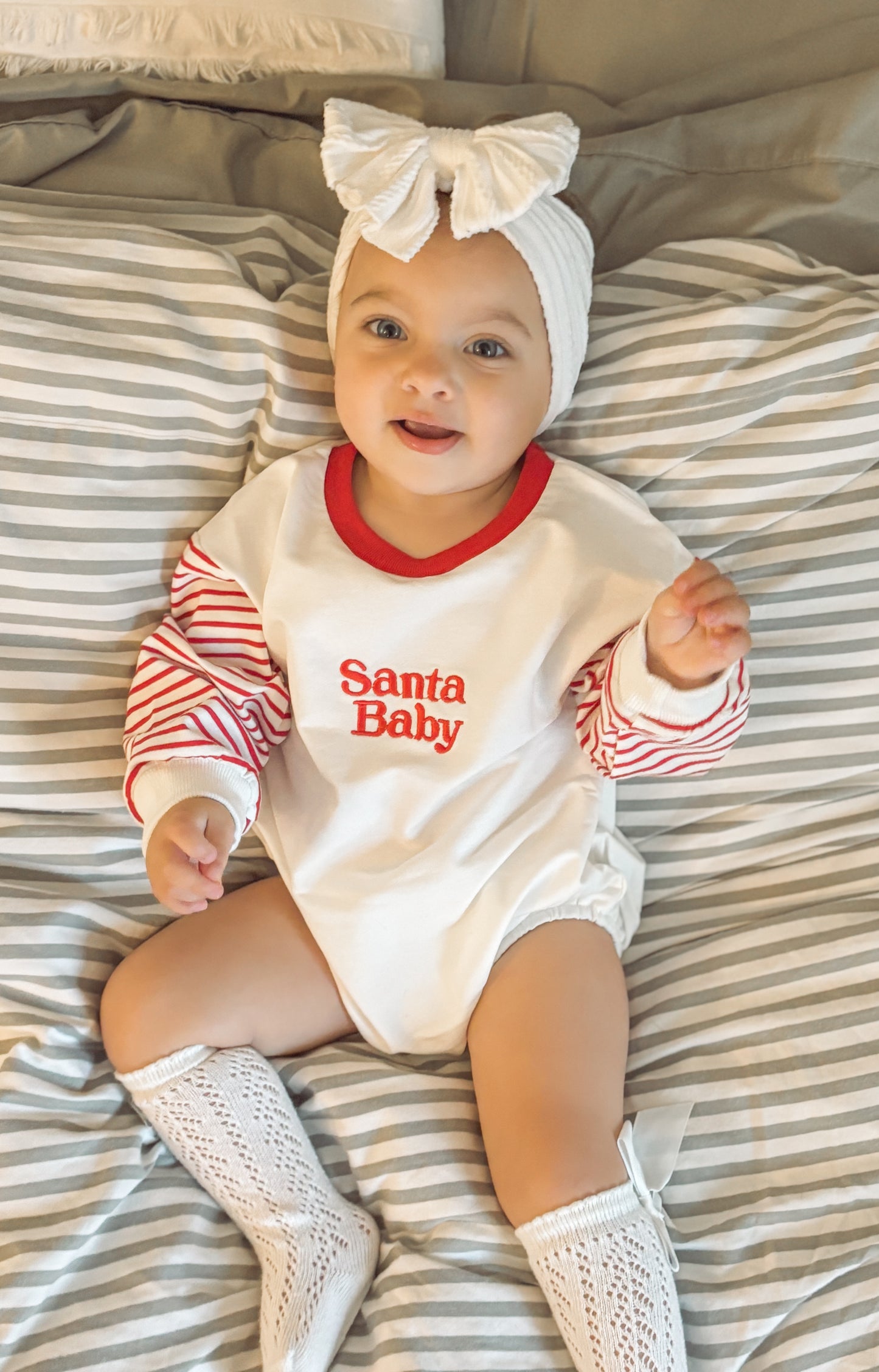 White Santa Baby Bubble Romper