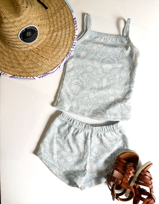 Waffle Knit Two Piece Set- Coastal Dream