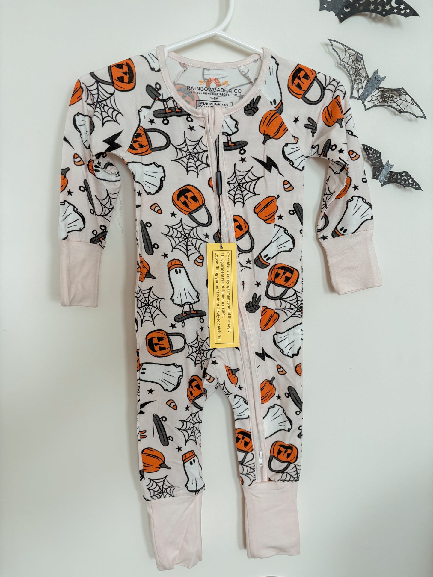 Rad Pumpkin Bamboo Zip Romper- Ready to ship