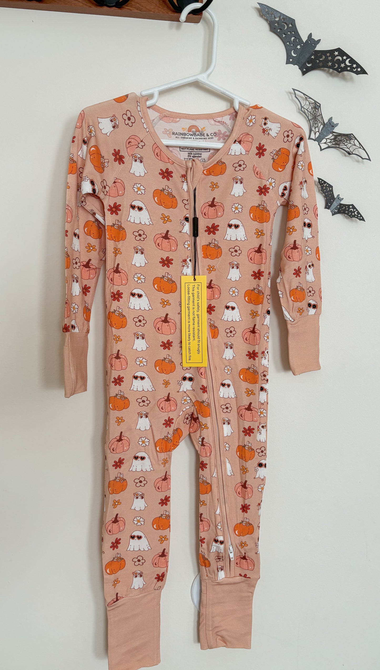 Retro Ghost Bamboo Zip Romper- Ready to ship