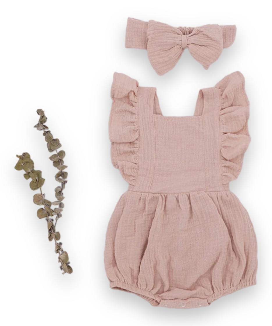 Coral Two Piece Romper Set