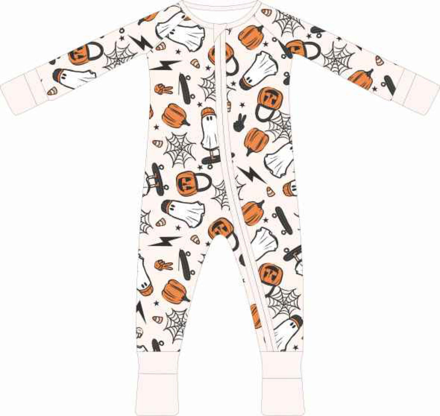 Rad Pumpkin Bamboo Zip Romper- Ready to ship