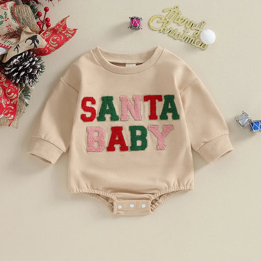 Neutral Santa Baby Bubble Romper