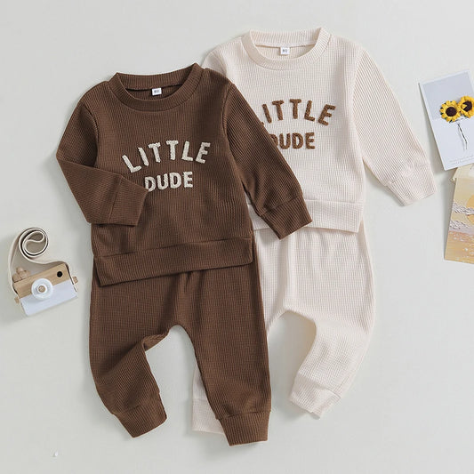 Little Dude Waffle Knit Set