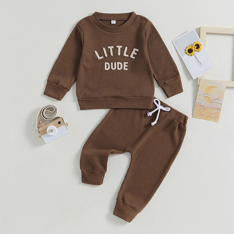 Little Dude Waffle Knit Set