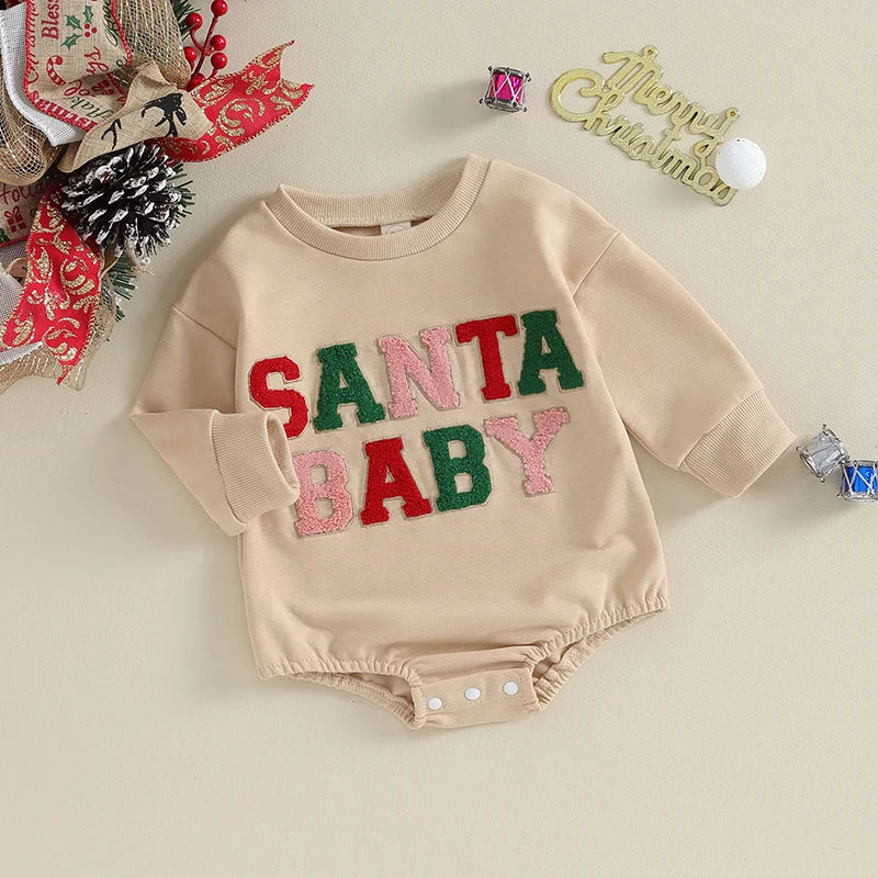 Neutral Santa Baby Bubble Romper